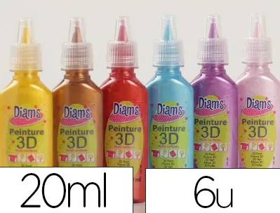Peinture 3d oz international diams mini tubes total fashion tous supports 20ml coloris assortis kit de 6 unités