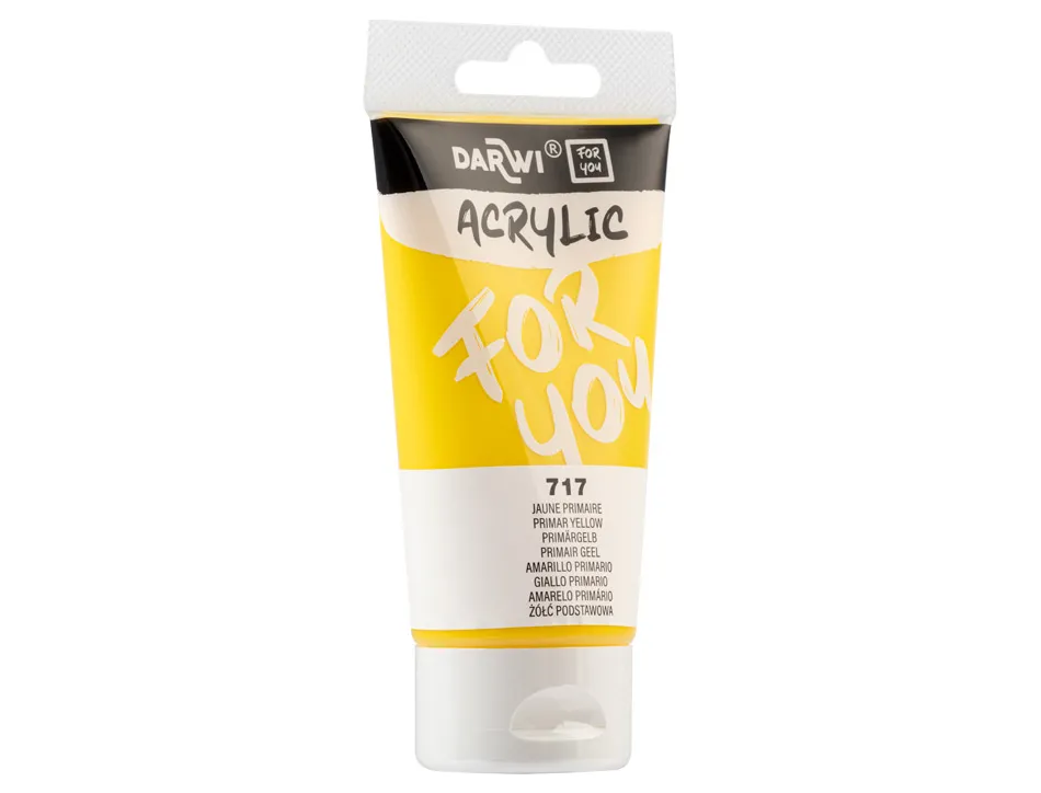 Peinture darwi for you acrylic tube 75ml coloris jaune primaire