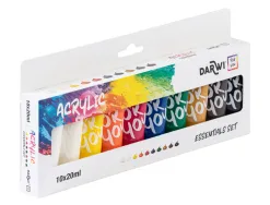 Peinture darwi for you acrylic essentials set coloris assortis tube 20ml set 10 unites