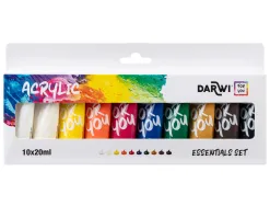 Peinture darwi for you acrylic essentials set coloris assortis tube 20ml set 10 unites
