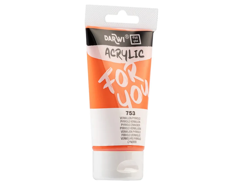 Peinture darwi for you acrylic tube 75ml coloris vermillon pyrrolo