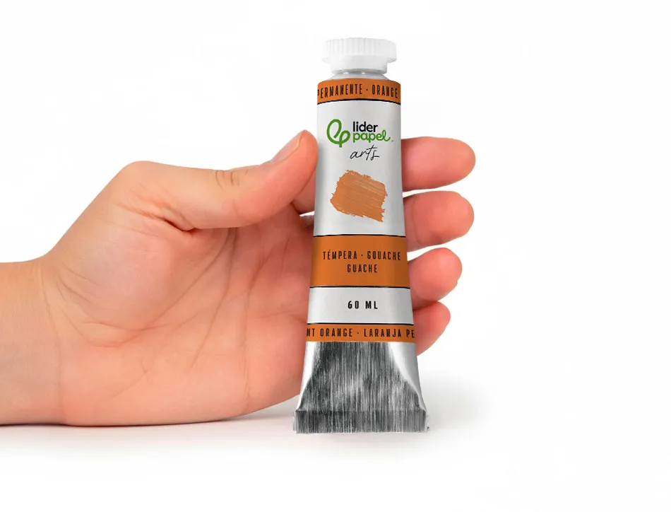 Peinture gouache tempera liderpapel tube en aluminium de 60 ml coloris orange