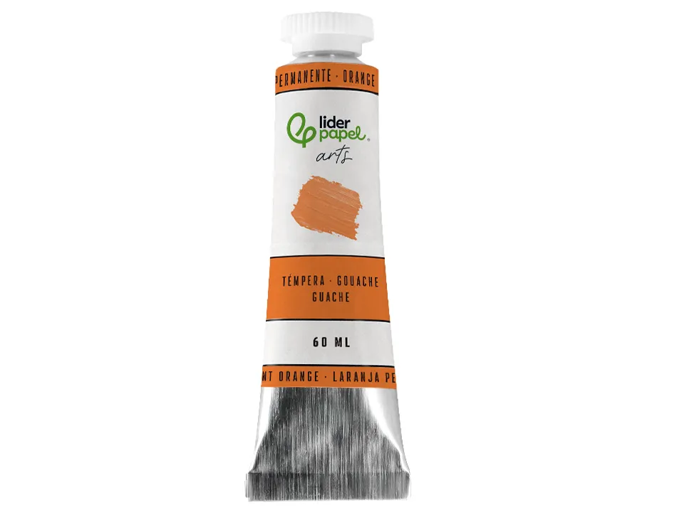 Peinture gouache tempera liderpapel tube en aluminium de 60 ml coloris orange