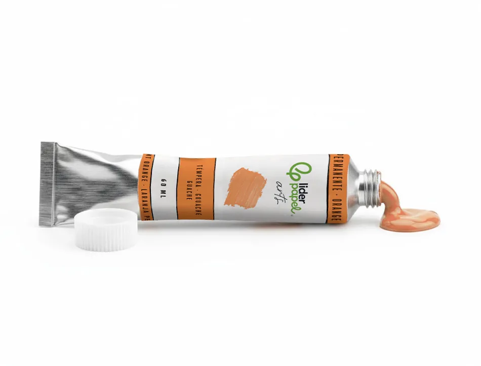 Peinture gouache tempera liderpapel tube en aluminium de 60 ml coloris orange