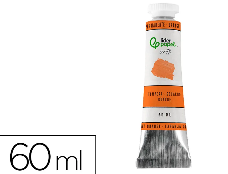 Peinture gouache tempera liderpapel tube en aluminium de 60 ml coloris orange