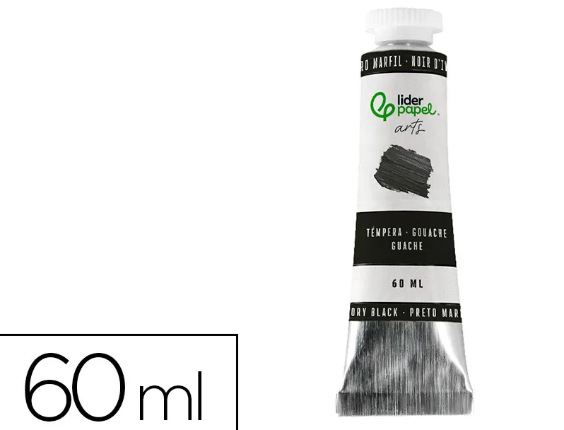Peinture gouache tempera liderpapel tube en aluminium de 60 ml coloris noir d ivoire