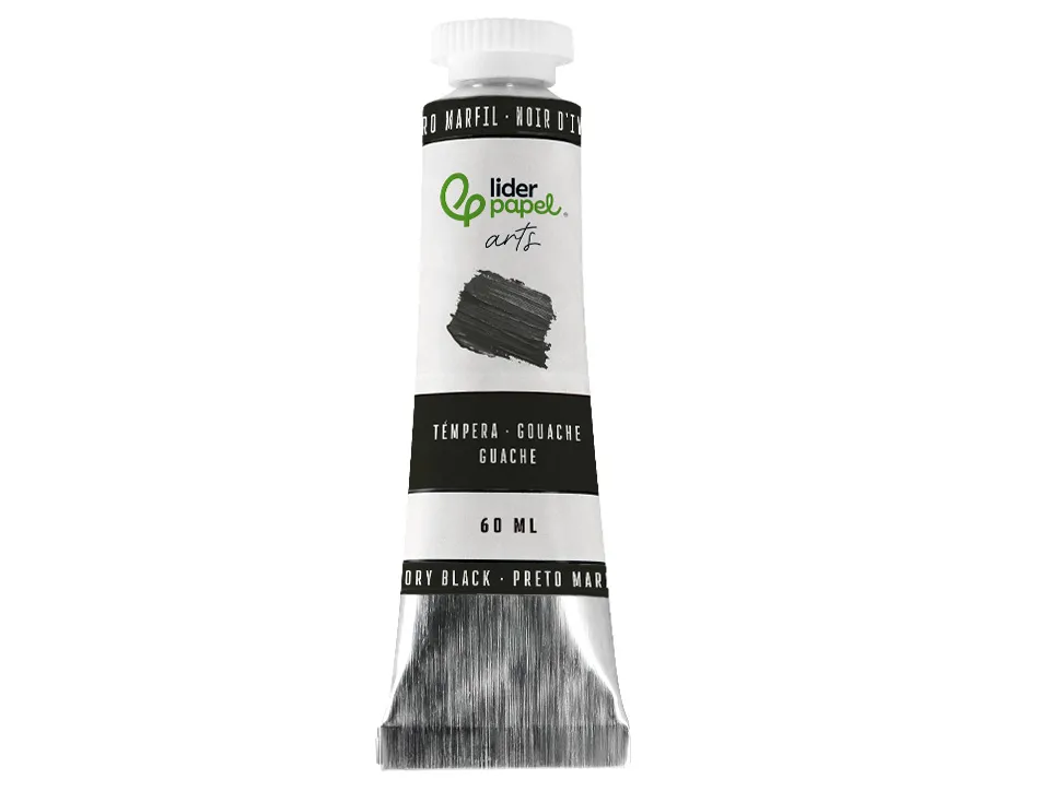 Peinture gouache tempera liderpapel tube en aluminium de 60 ml coloris noir d ivoire