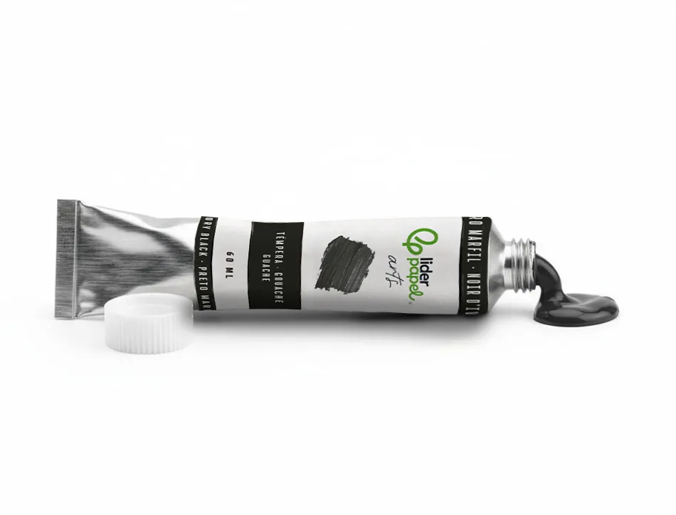 Peinture gouache tempera liderpapel tube en aluminium de 60 ml coloris noir d ivoire