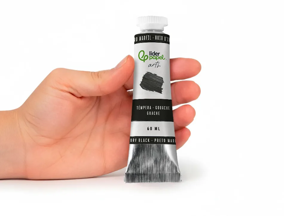 Peinture gouache tempera liderpapel tube en aluminium de 60 ml coloris noir d ivoire