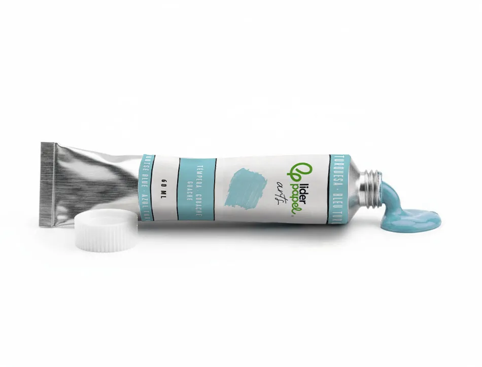 Peinture gouache tempera liderpapel tube en aluminium de 60 ml coloris turquoise