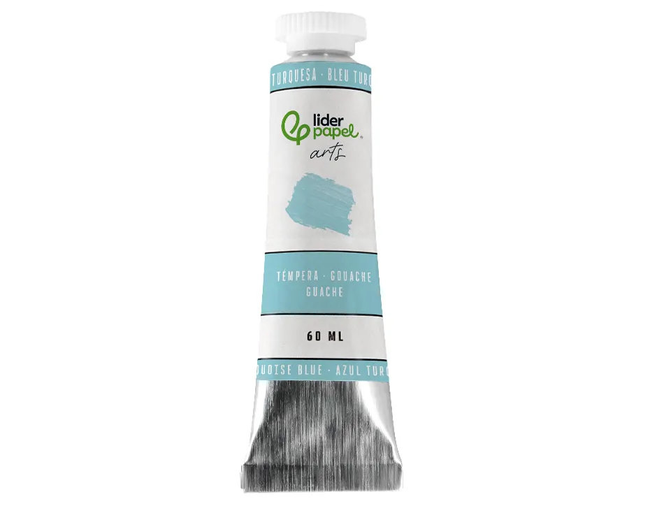 Peinture gouache tempera liderpapel tube en aluminium de 60 ml coloris turquoise