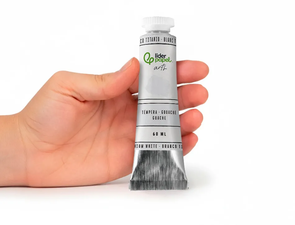 Peinture gouache tempera liderpapel tube en aluminium de 60 ml coloris blanc titane