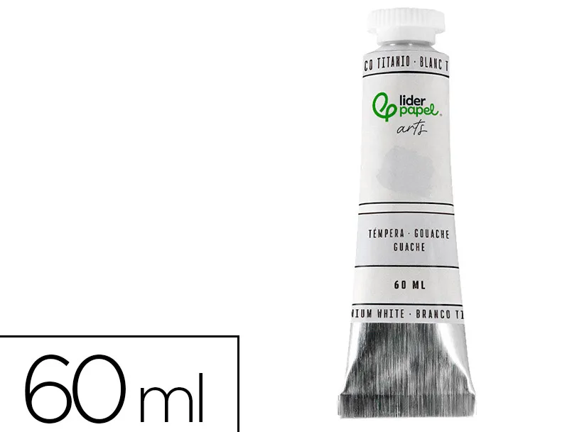 Peinture gouache tempera liderpapel tube en aluminium de 60 ml coloris blanc titane