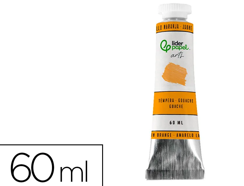 Peinture gouache tempera liderpapel tube en aluminium de 60 ml coloris jaune orange