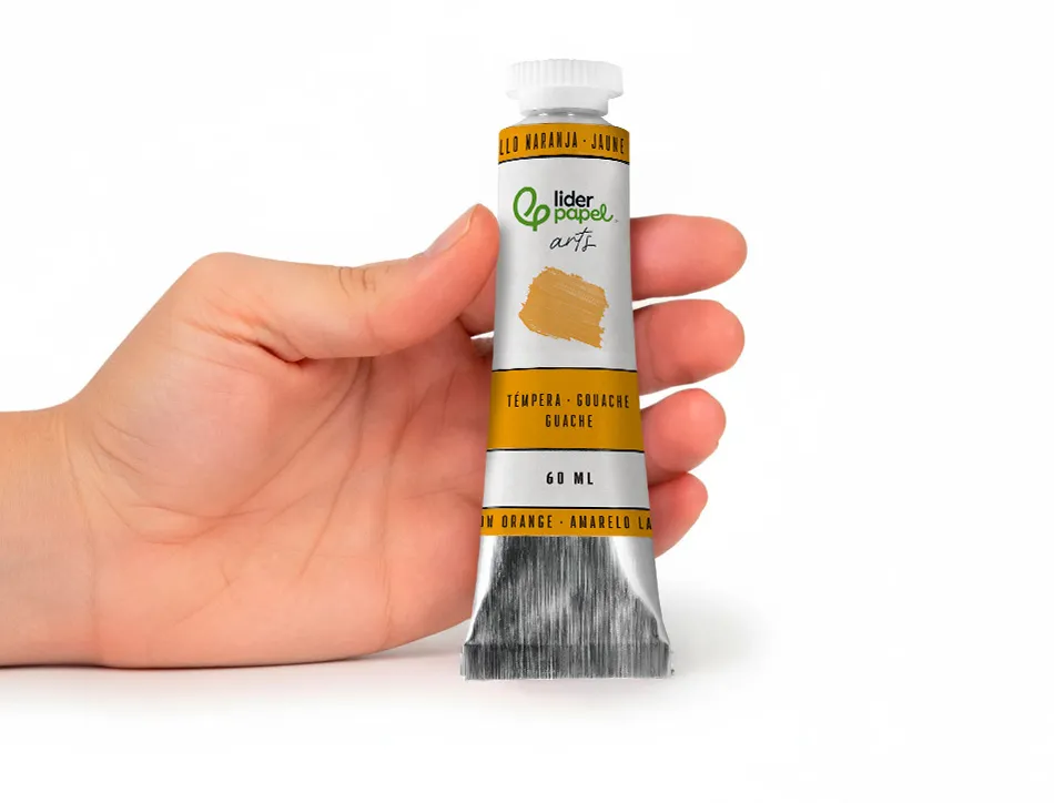 Peinture gouache tempera liderpapel tube en aluminium de 60 ml coloris jaune orange