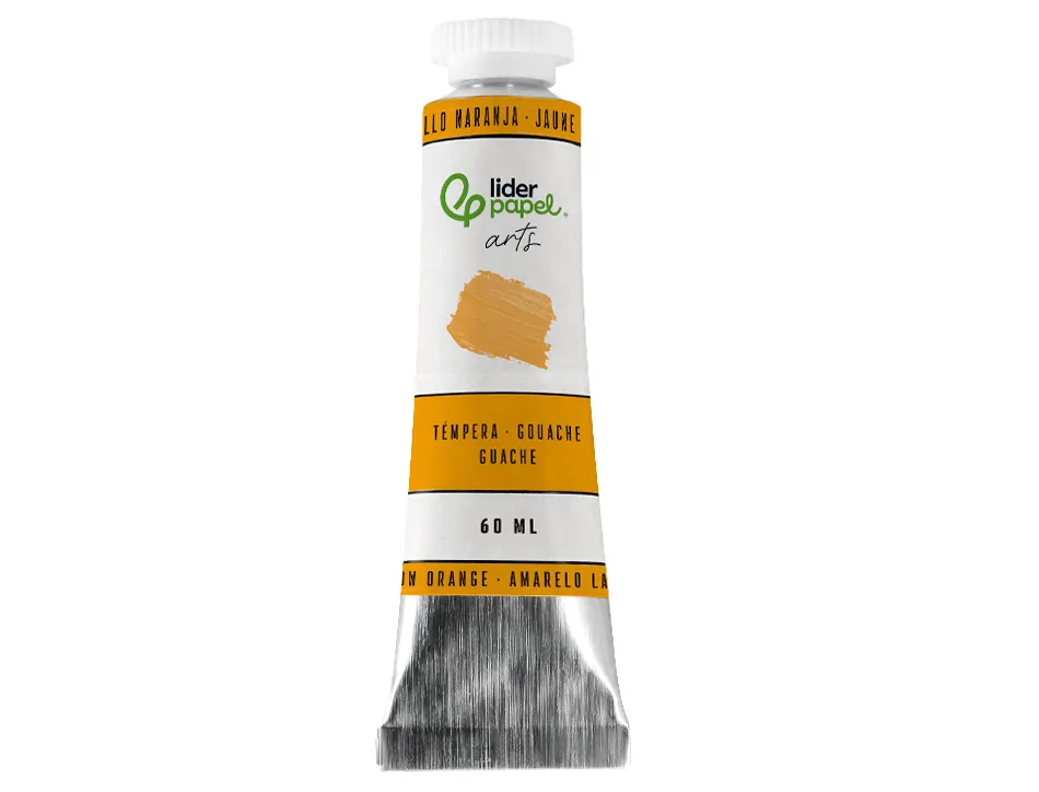 Peinture gouache tempera liderpapel tube en aluminium de 60 ml coloris jaune orange