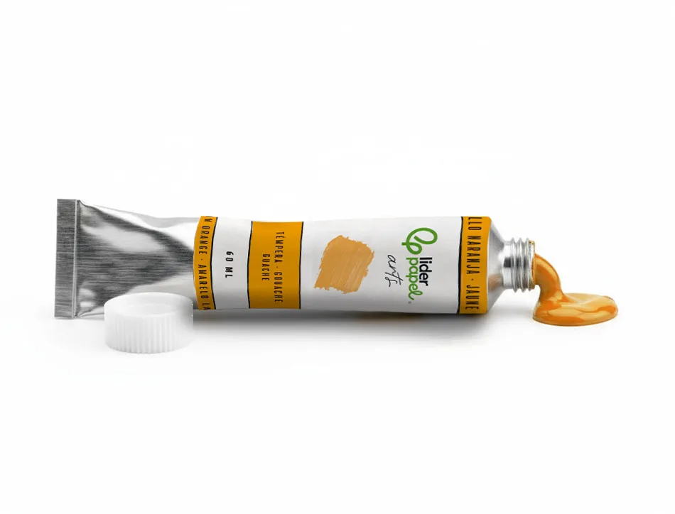 Peinture gouache tempera liderpapel tube en aluminium de 60 ml coloris jaune orange