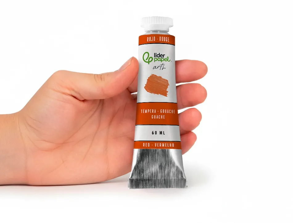 Peinture gouache tempera liderpapel tube en aluminium de 60 ml coloris ocre rouge