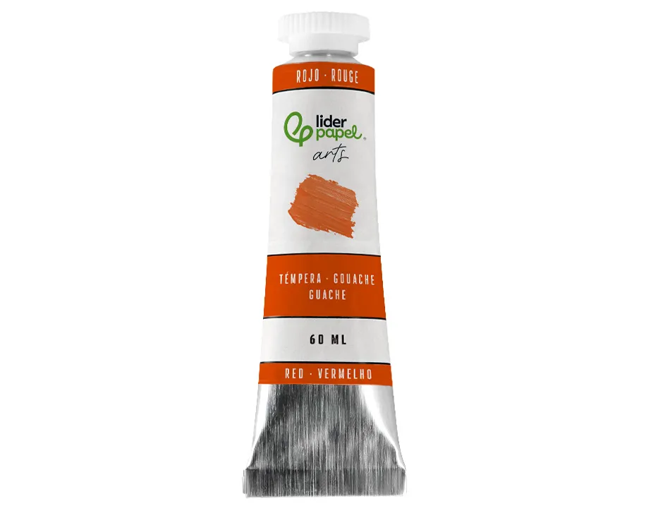 Peinture gouache tempera liderpapel tube en aluminium de 60 ml coloris ocre rouge