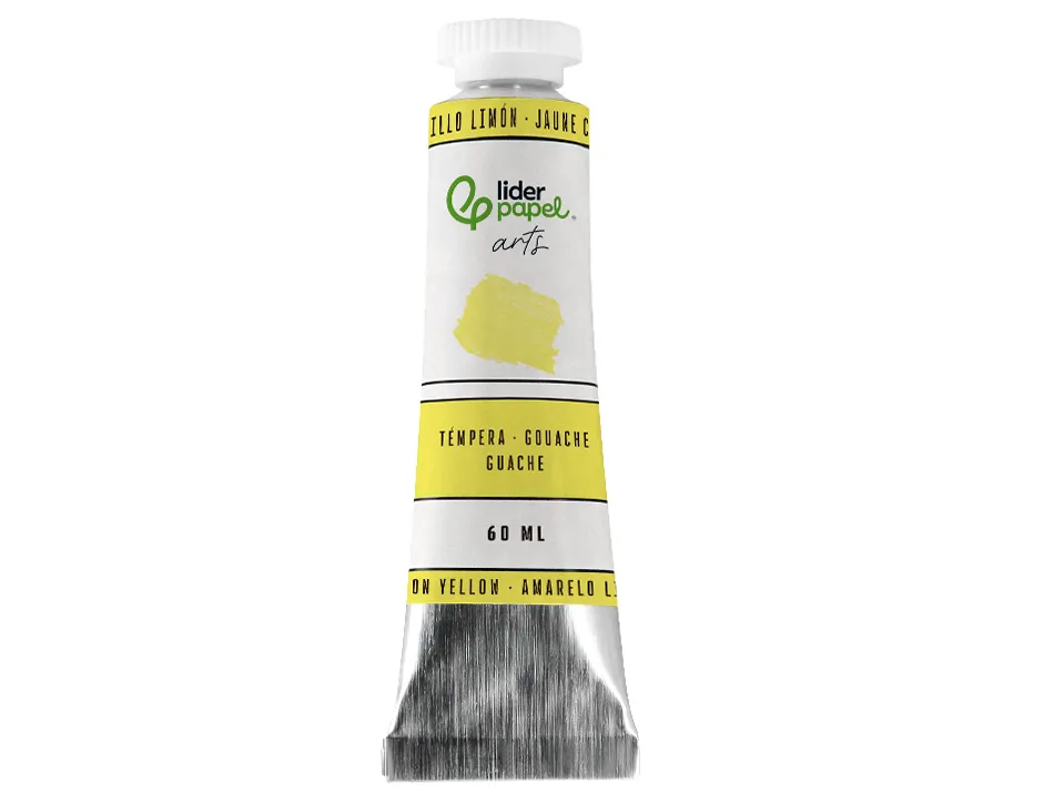Peinture gouache tempera liderpapel tube en aluminium de 60 ml coloris jaune citron