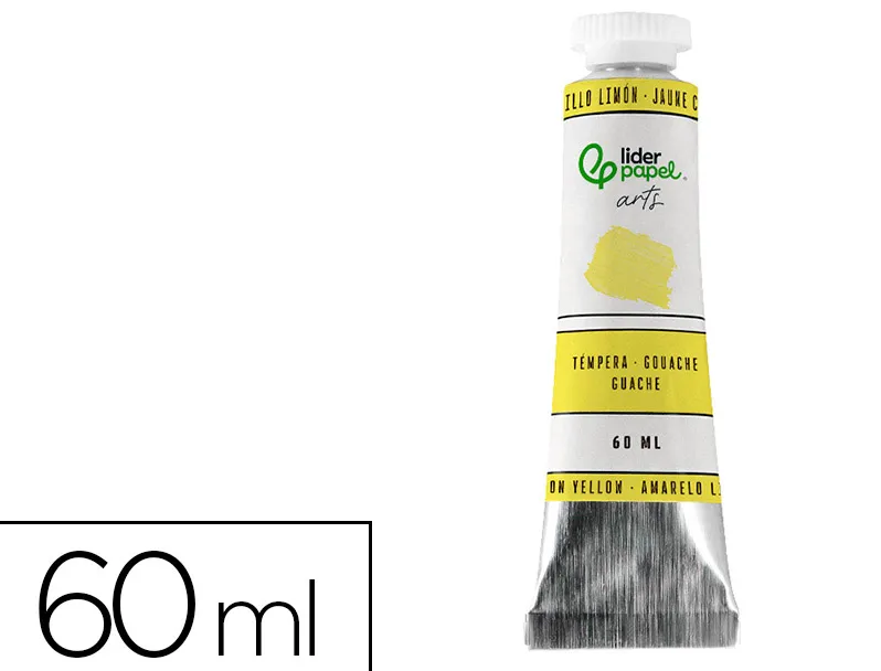 Peinture gouache tempera liderpapel tube en aluminium de 60 ml coloris jaune citron