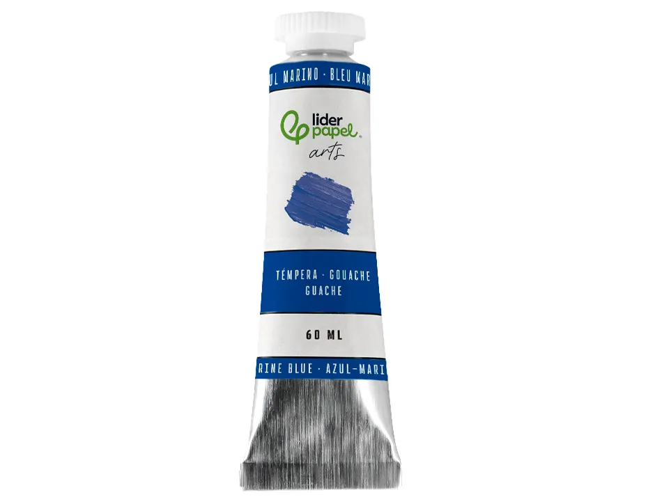 Peinture gouache tempera liderpapel tube en aluminium de 60 ml coloris bleu marine