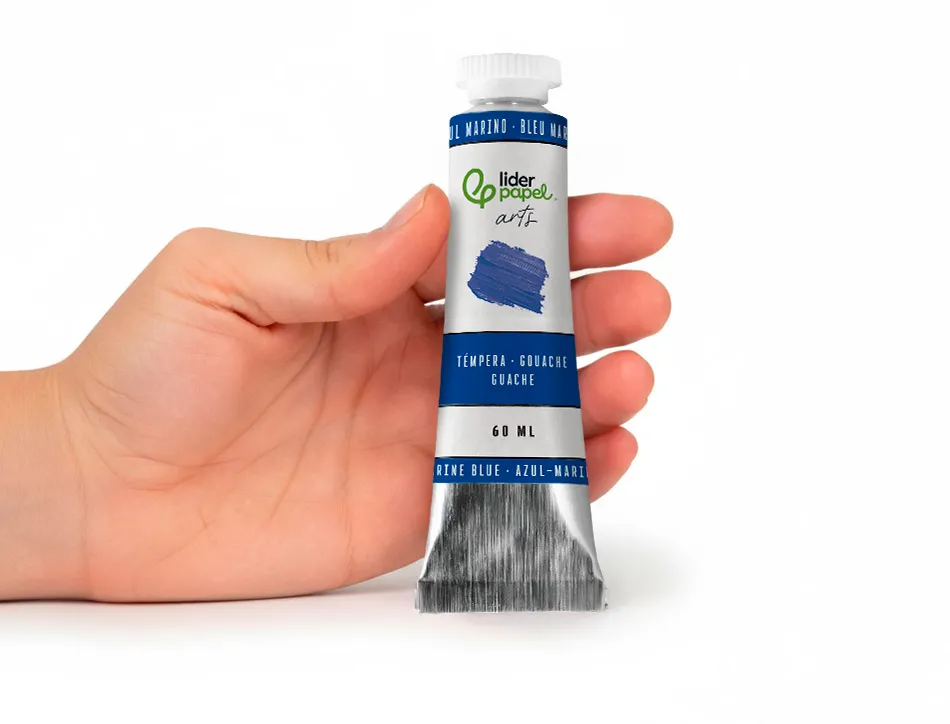 Peinture gouache tempera liderpapel tube en aluminium de 60 ml coloris bleu marine