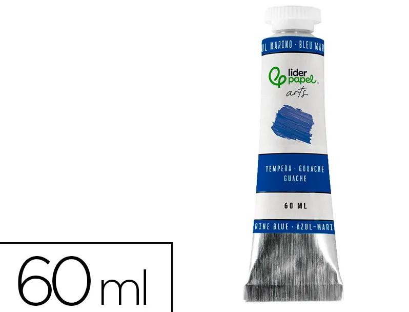 Peinture gouache tempera liderpapel tube en aluminium de 60 ml coloris bleu marine