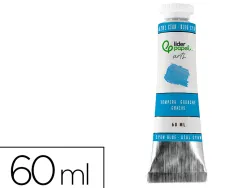 Peinture gouache tempera liderpapel tube en aluminium de 60 ml coloris bleu cyan