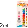 Peinture gouache tempera liderpapel boite de 12 tubes en aluminium de 12 ml coloris assortis