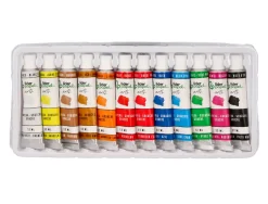 Peinture gouache tempera liderpapel boite de 12 tubes en aluminium de 12 ml coloris assortis