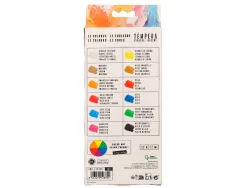 Peinture gouache tempera liderpapel boite de 12 tubes en aluminium de 12 ml coloris assortis