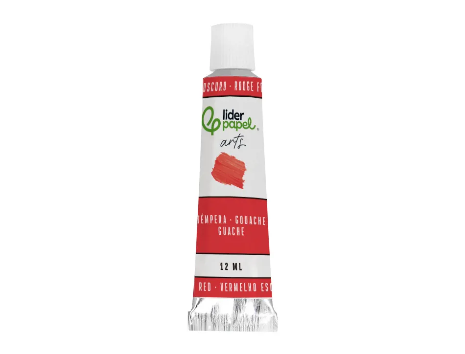 Peinture gouache tempera liderpapel boite de 12 tubes en aluminium de 12 ml coloris assortis
