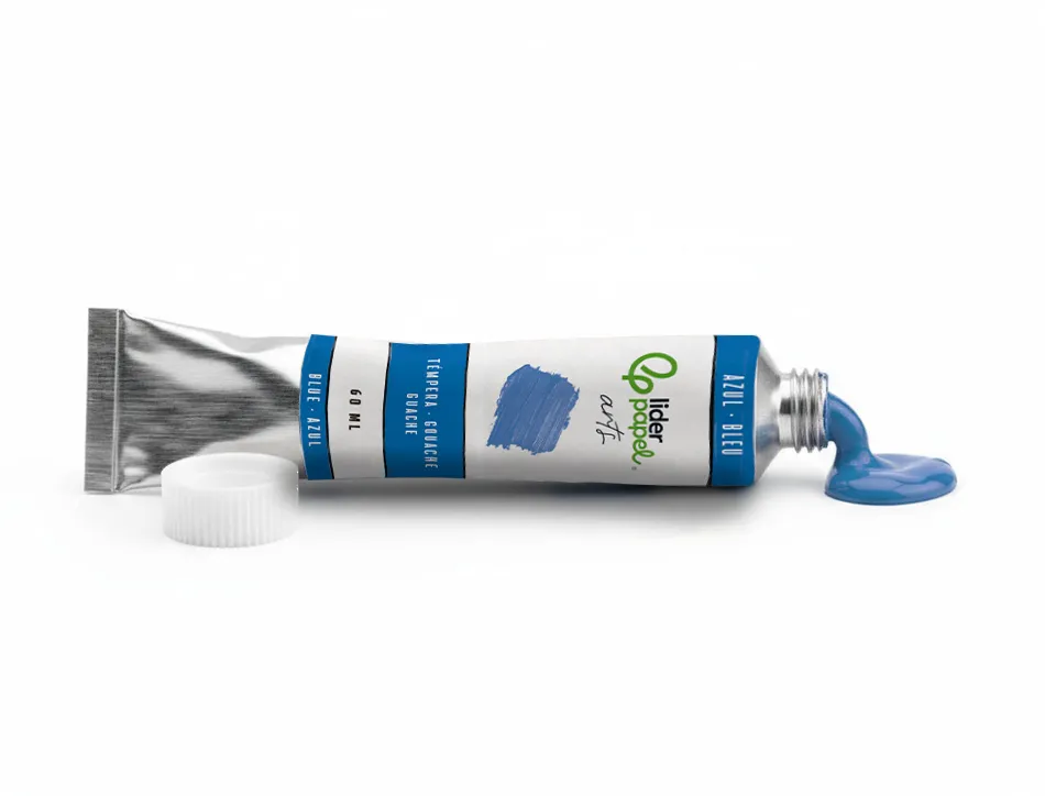Peinture gouache tempera liderpapel tube en aluminium de 60 ml coloris bleu