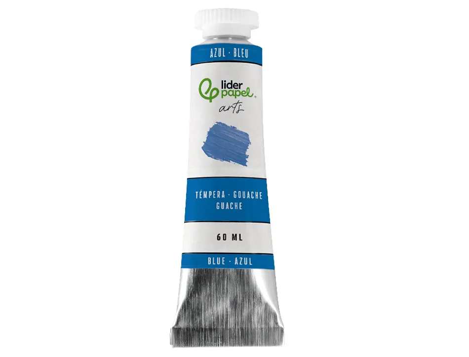 Peinture gouache tempera liderpapel tube en aluminium de 60 ml coloris bleu