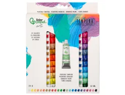 Peinture gouache tempera liderpapel boite de 24 tubes en aluminium de 12 ml coloris assortis