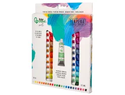 Peinture gouache tempera liderpapel boite de 24 tubes en aluminium de 12 ml coloris assortis