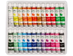 Peinture gouache tempera liderpapel boite de 24 tubes en aluminium de 12 ml coloris assortis