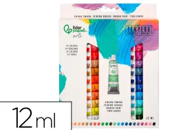 Peinture gouache tempera liderpapel boite de 24 tubes en aluminium de 12 ml coloris assortis