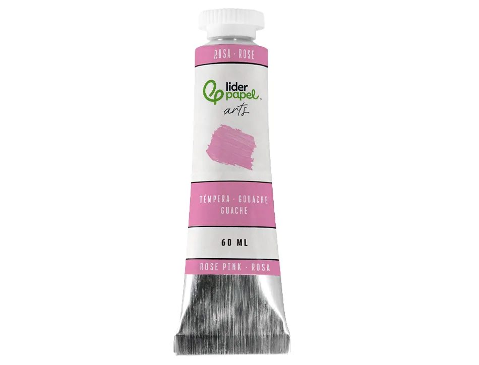Peinture gouache tempera liderpapel tube en aluminium de 60 ml coloris rose