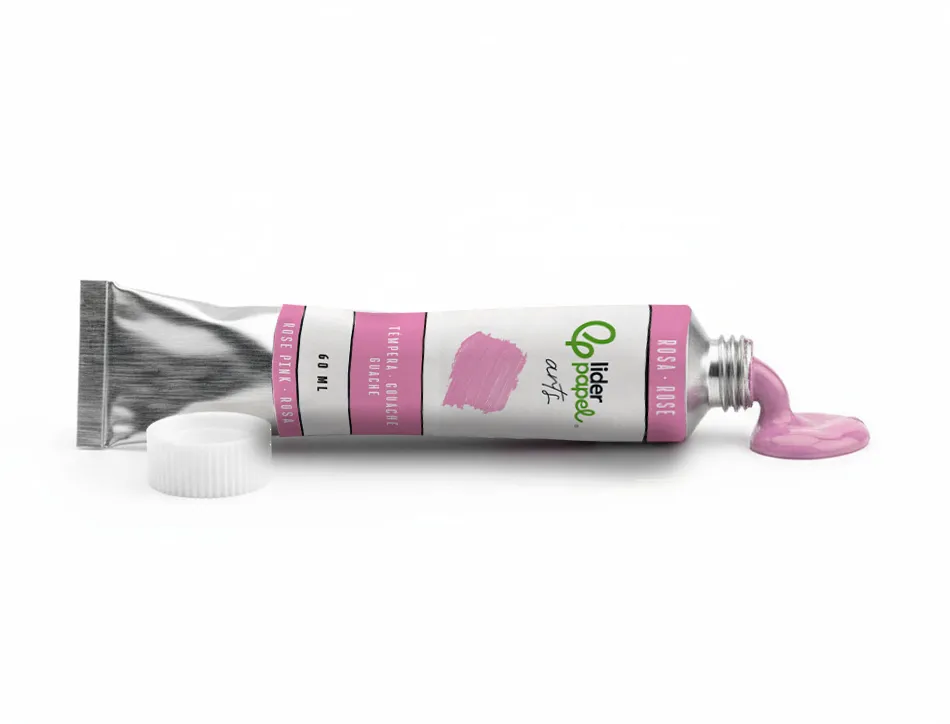Peinture gouache tempera liderpapel tube en aluminium de 60 ml coloris rose