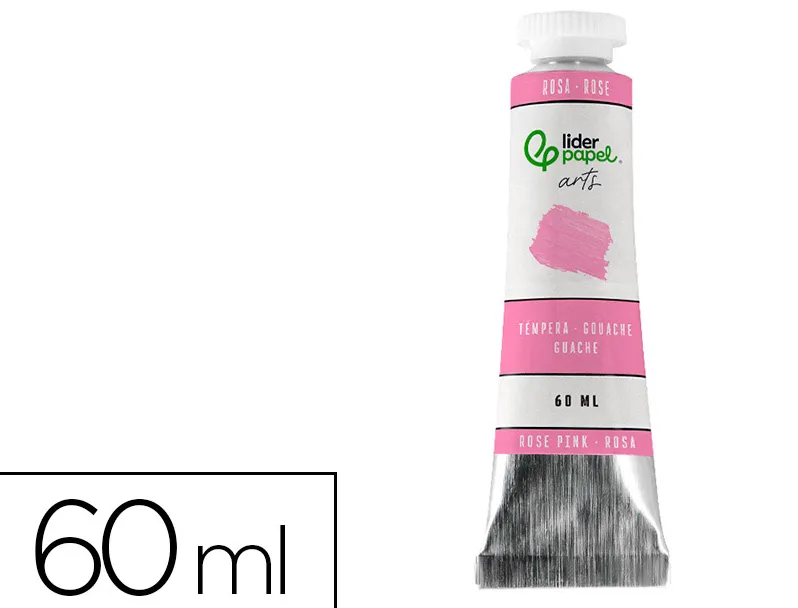 Peinture gouache tempera liderpapel tube en aluminium de 60 ml coloris rose