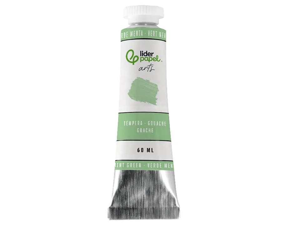 Peinture gouache tempera liderpapel tube en aluminium de 60 ml coloris vert menthe