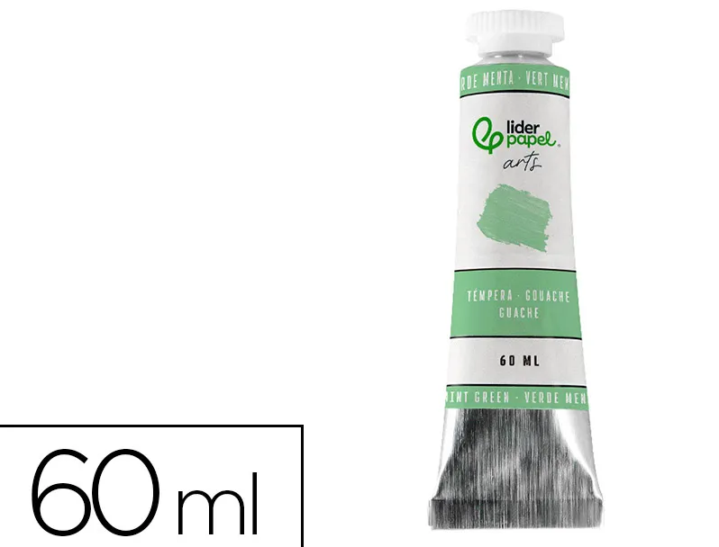 Peinture gouache tempera liderpapel tube en aluminium de 60 ml coloris vert menthe