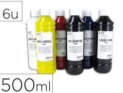 Peinture liquide o'color deco vitre 500ml coloris assortis coffret 6 bouteilles
