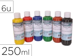 Peinture tissu o'color 250ml coloris classiques assortis coffret polypro 6 unites