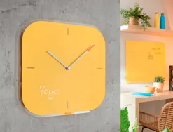 Pendule leitz cosy horloge mural analogique coloris jaune