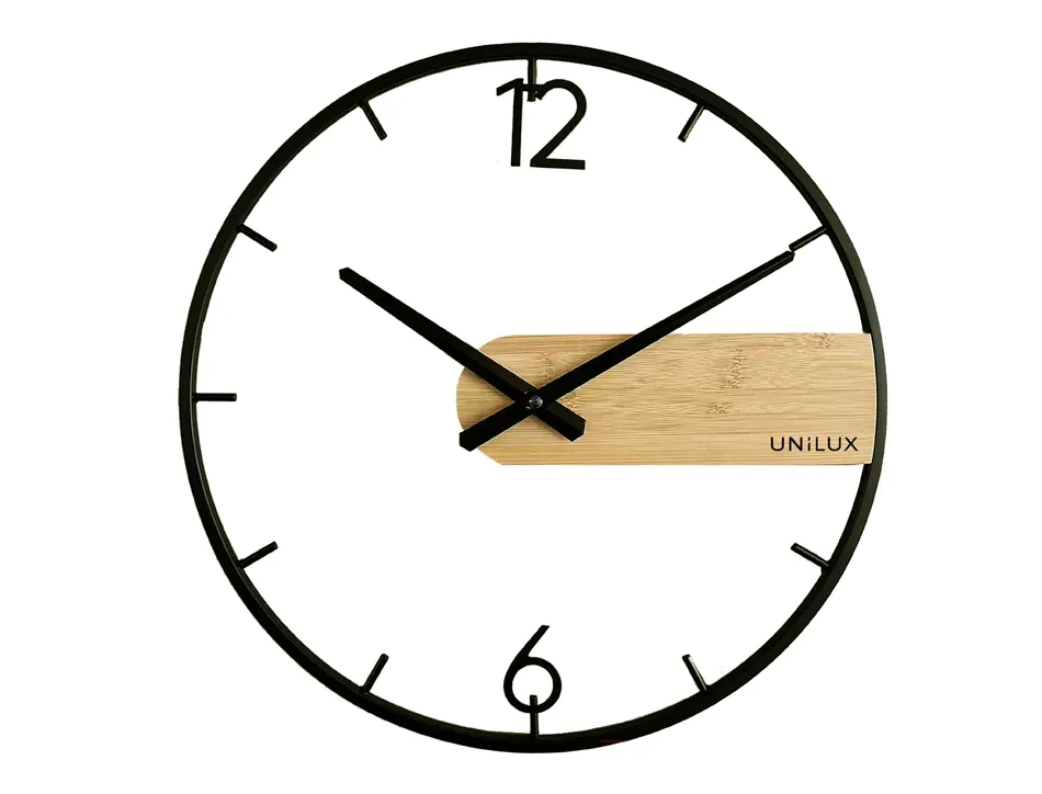 Pendule unilux circle diam. 42cm coloris noir/bambou