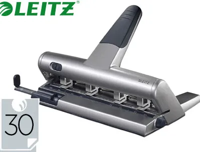 Perforateur leitz hd akto 5114 capacité perforation 30f 4 trous coloris métal 240x120x340mm