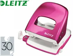 Perforateur leitz métal capacité perforation 30f 2 trous coloris rose 107x100x137mm